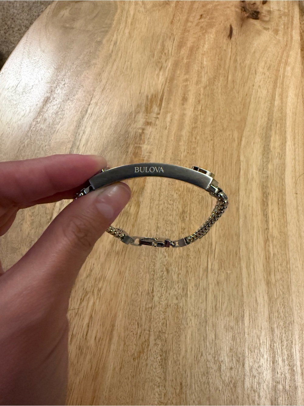 Bulova Silver ID Bracelet with Chain Link Band